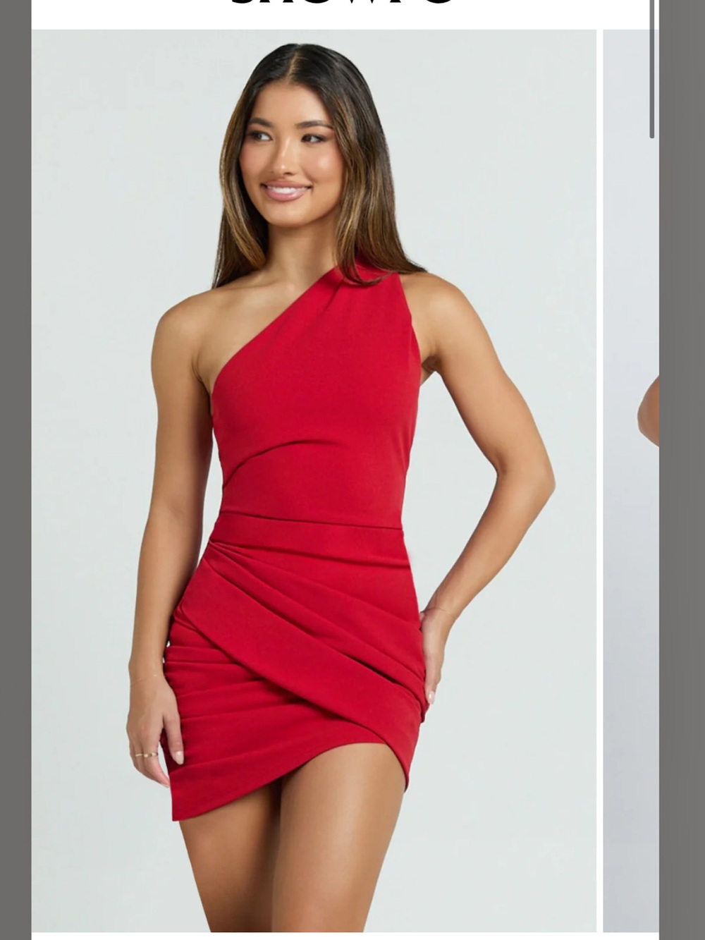 Drew One-Shoulder Red Mini Dress